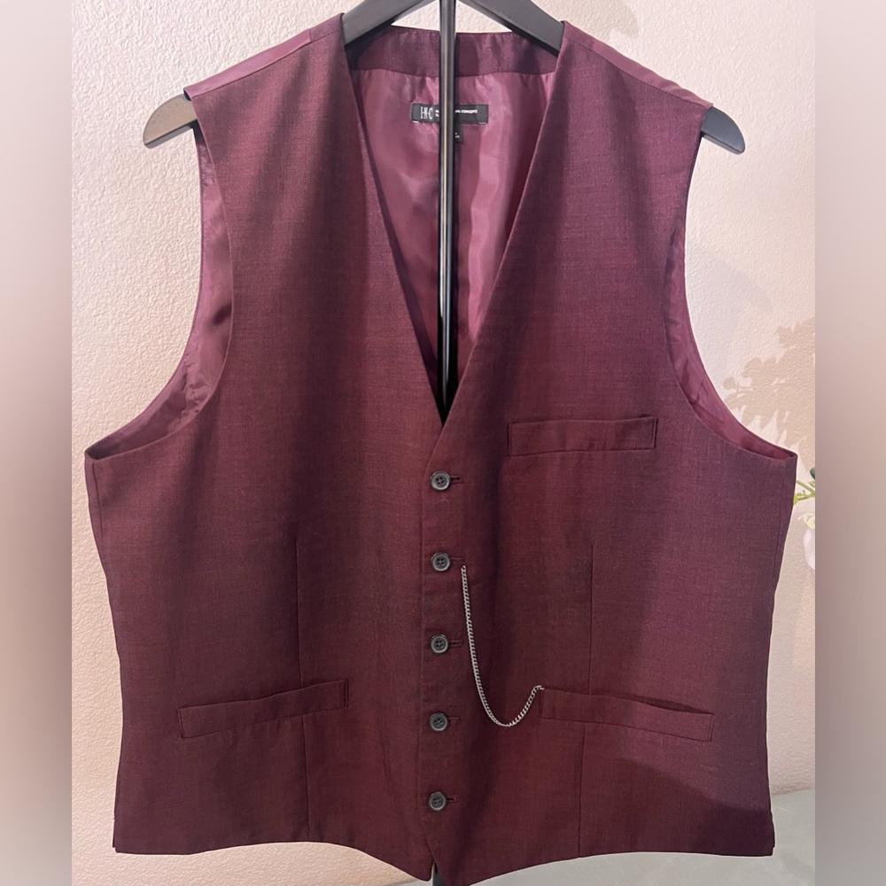 INC International Concepts Men’s Burgundy Slim Fit Dress Vest – Size XL